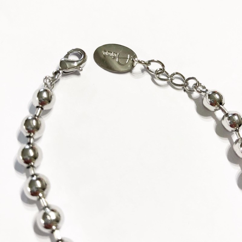 Beloved Bracciale Componibile In Acciaio Con Sferette - Personalizzato Con Nome O Parola Fino A 15 Lettere, Regolabile, Argento