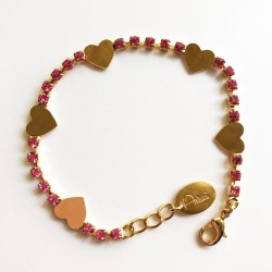 BRACCIALE TENNIS ALTERNATO CON CUORI