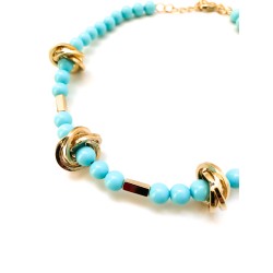 COLLANA PIETRE TURCHESI E NODI CON MAGLIE DI CATENA COLLANA PIETRE TURCHESI E NODI CON MAGLIE DI CATENA