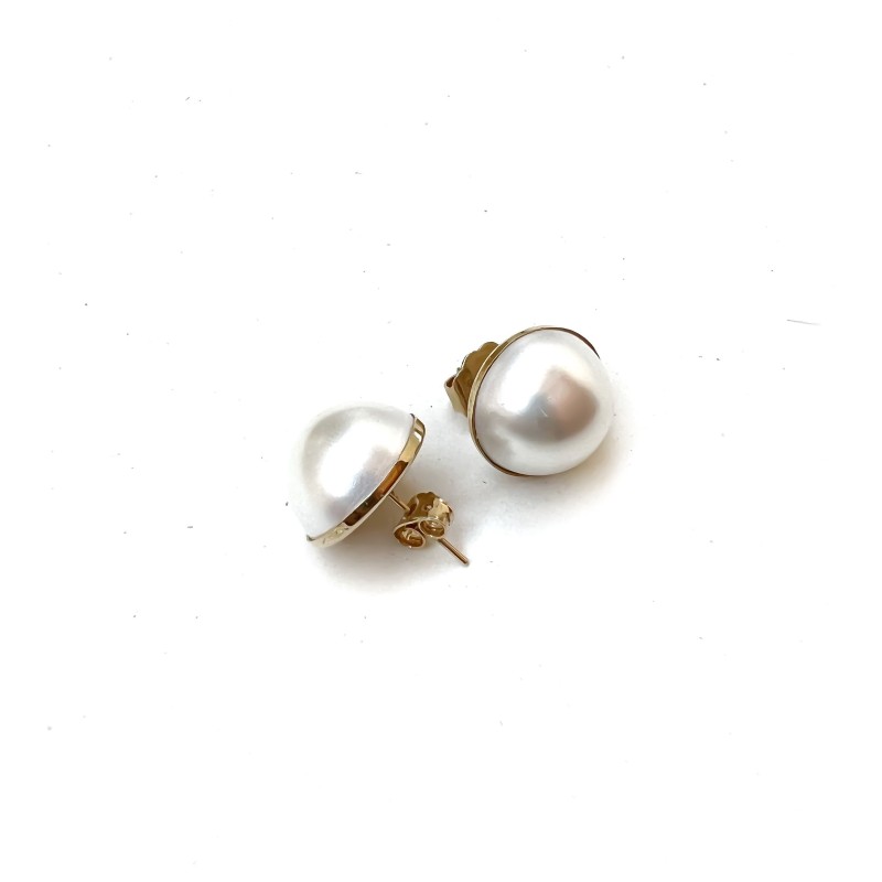 Orecchini A Lobo Con Perla Naturale D'Acqua Dolce GAVU - Argento 925 Placcato Oro 14k - Perla 7,5 Mm Grado AAA - In Scatola Regalo