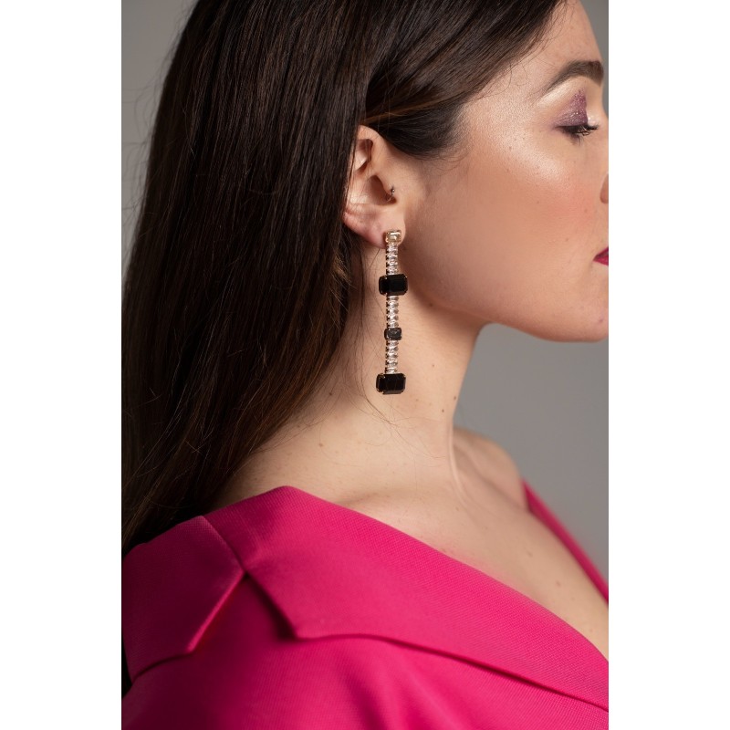 ORECCHINI LUNGHI CON OTTAGONI COLORATI