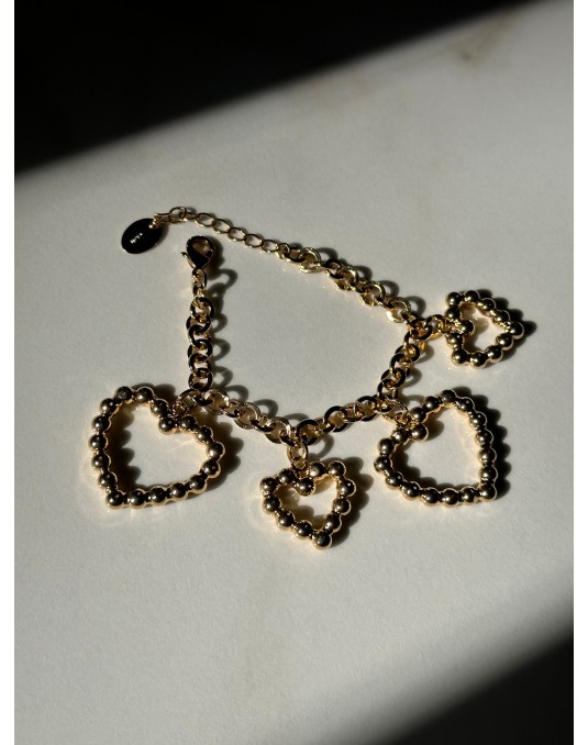 BRACCIALE CON CUORI A PALLINE BRACCIALE CON CUORI A PALLINE