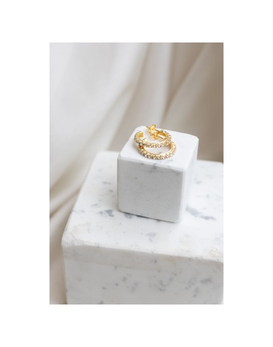 ORECCHINI CERCHIETTO IN STRASS DA 2CM