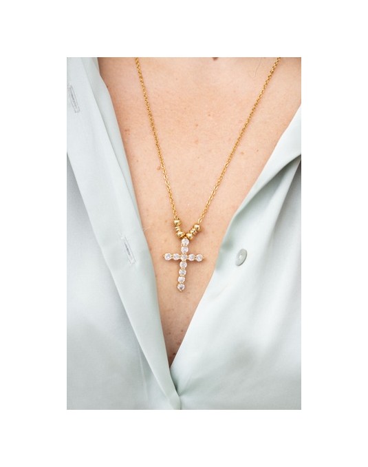 COLLANA CON CROCE IN CRISTALLI COLLANA CON CROCE IN CRISTALLI