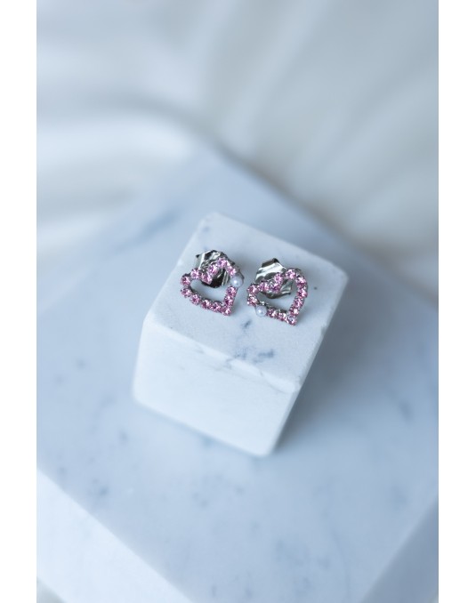 ORECCHINI CUORICINO STRASS CON PERLINA