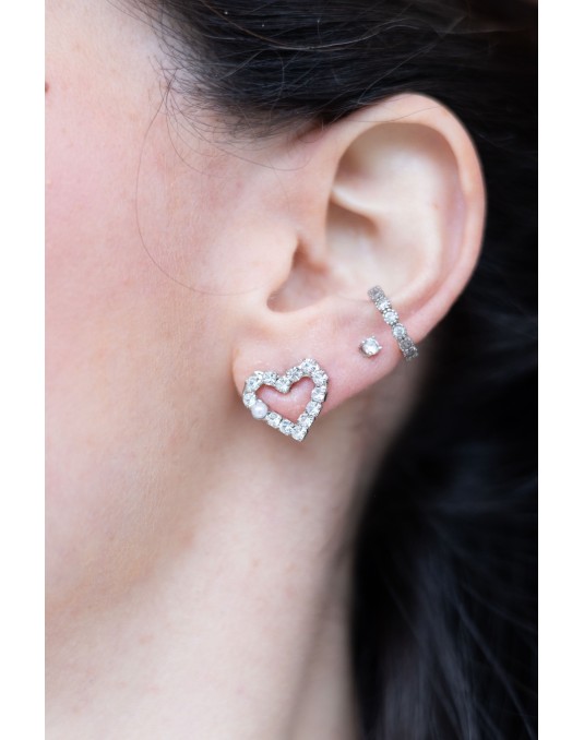 ORECCHINI CUORICINO STRASS CON PERLINA