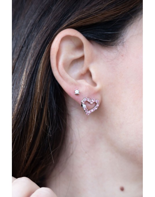 ORECCHINI CUORICINO STRASS CON PERLINA