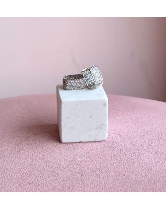 ORECCHINI CUBOTTO STRASS IN ACCIAIO