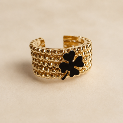 ANELLO NEREA CON QUADRIFOGLIO