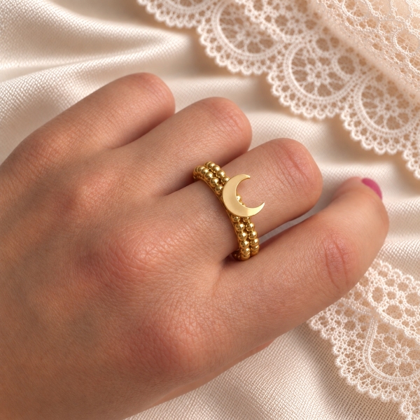 ANELLO SOTTILE NEREA CON LUNA