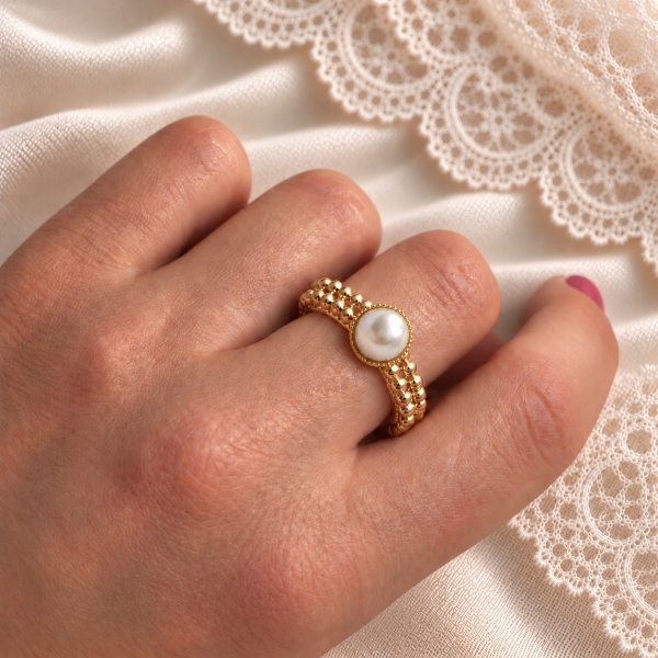 ANELLO SOTTILE NEREA CON PERLA