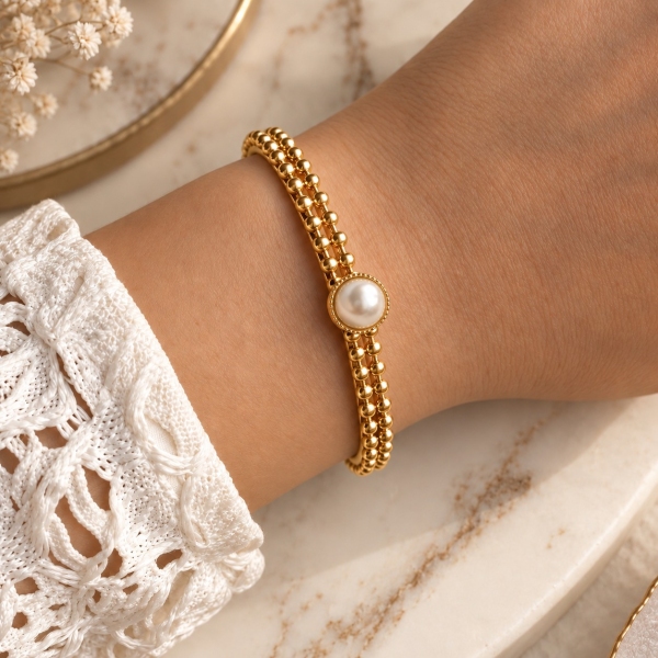 BRACCIALE NEREA CON PERLA